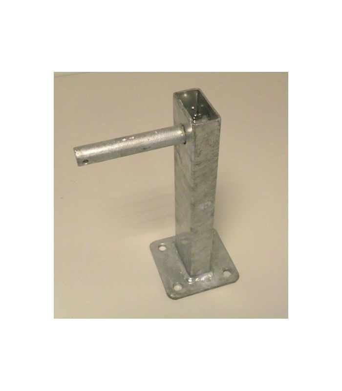 Centreerset steun enkel wiel voor kokerhoogte 60 mm met ingelaste as Ø 20 mm.